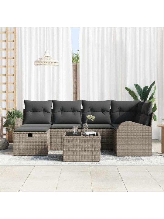 Dārza dīvānu komplekts 7 pcs pelēka 234 x 124 x 85 cm