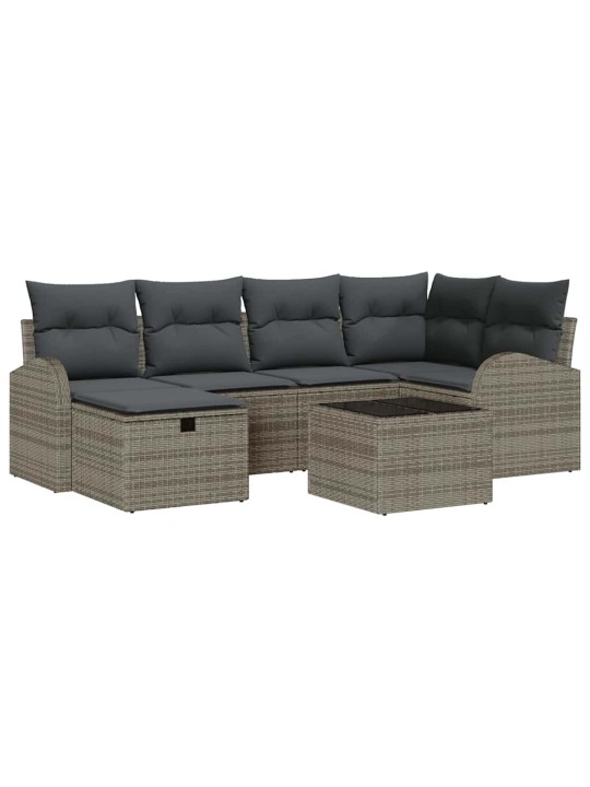 Dārza dīvānu komplekts 7 pcs pelēka 234 x 124 x 85 cm