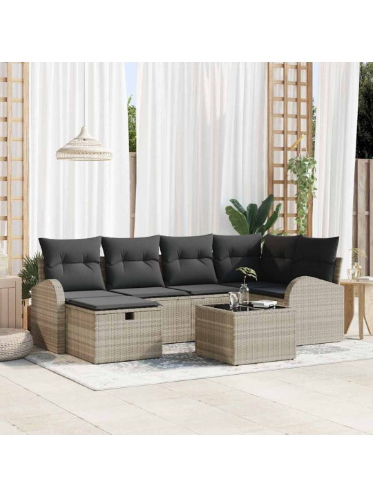 Dārza dīvānu komplekts 7 pcs gaiši pelēka 234 x 124 x 85 cm