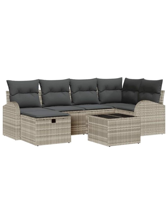 Dārza dīvānu komplekts 7 pcs gaiši pelēka 234 x 124 x 85 cm