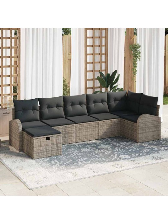 Dārza dīvānu komplekts 7 pcs pelēka 289 x 124 x 85 cm