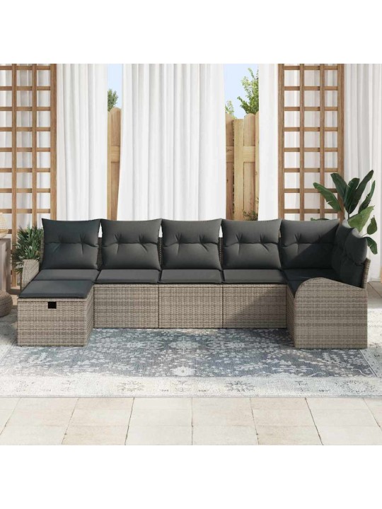 Dārza dīvānu komplekts 7 pcs pelēka 289 x 124 x 85 cm