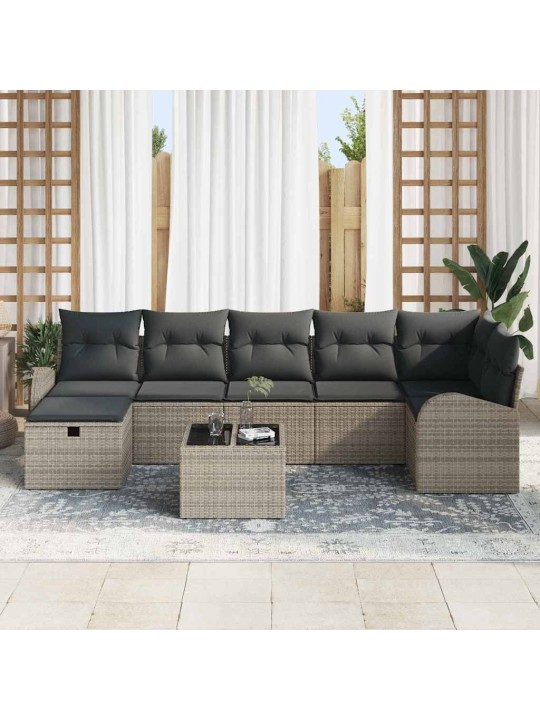 Dārza dīvānu komplekts 8 pcs pelēka 289 x 124 x 85 cm