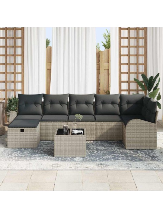 Dārza dīvānu komplekts 8 pcs gaiši pelēka 289 x 124 x 85 cm