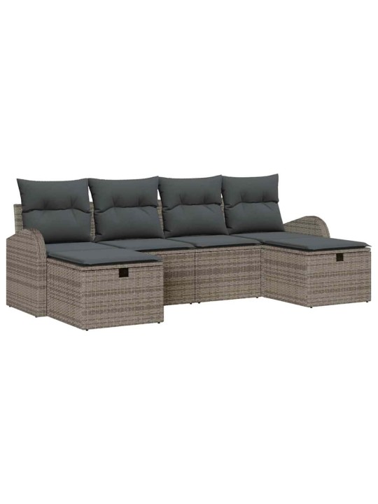 Dārza dīvānu komplekts 6 pcs pelēka 234 x 117 x 85 cm