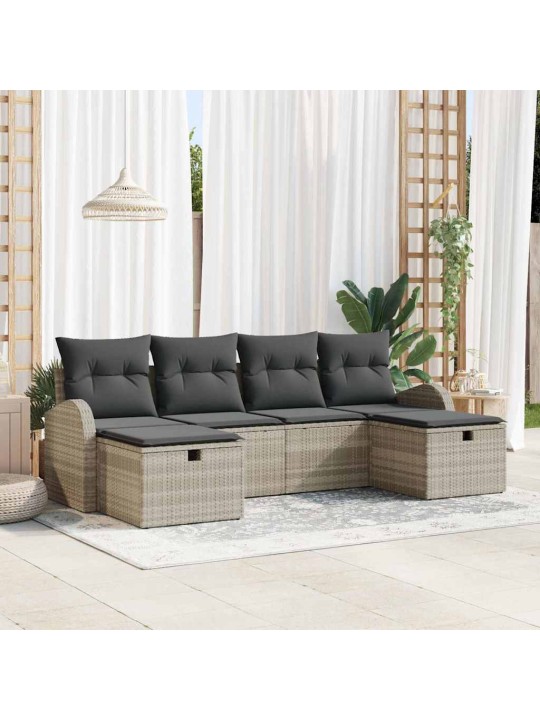 Dārza dīvānu komplekts 6 pcs gaiši pelēka 234 x 117 x 85 cm