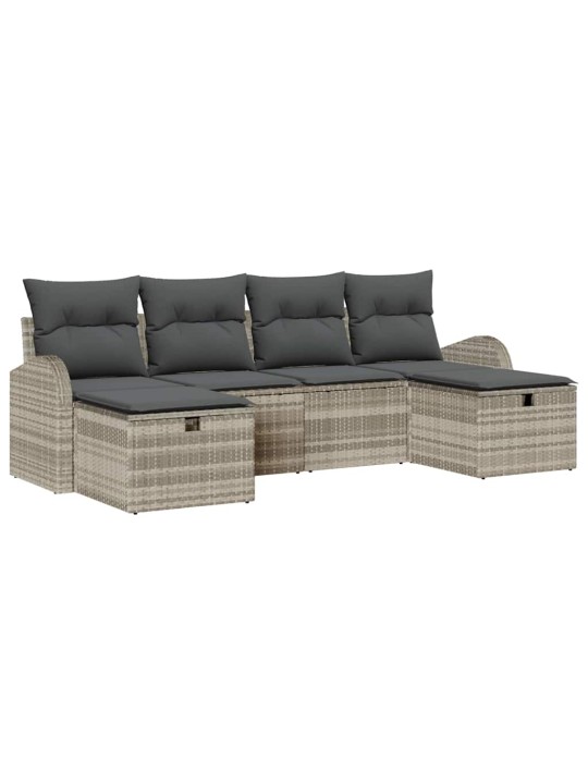 Dārza dīvānu komplekts 6 pcs gaiši pelēka 234 x 117 x 85 cm