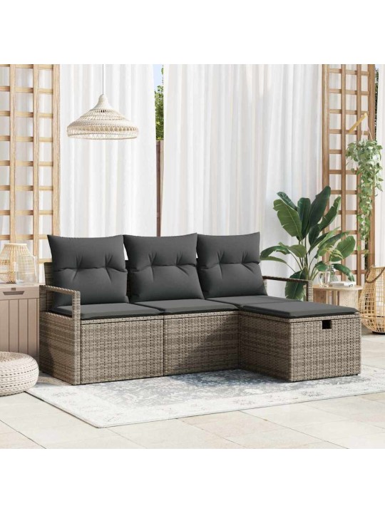 Dārza dīvānu komplekts 4 pcs pelēka 175 x 117 x 85 cm