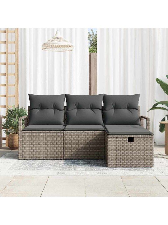 Dārza dīvānu komplekts 4 pcs pelēka 175 x 117 x 85 cm