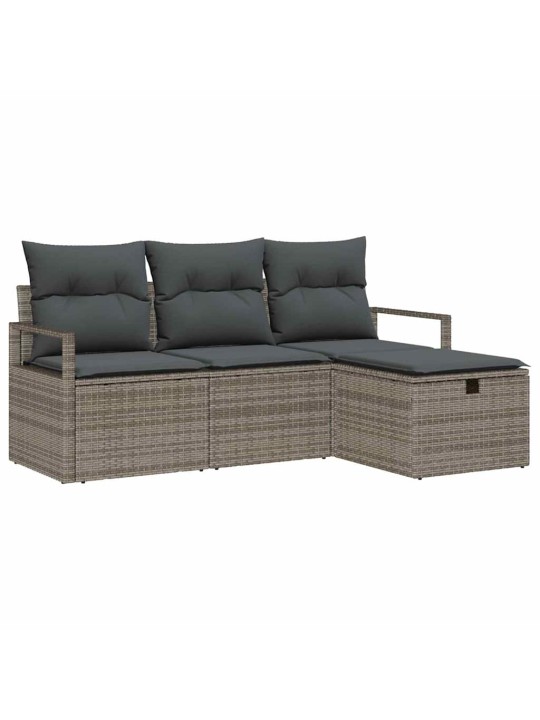 Dārza dīvānu komplekts 4 pcs pelēka 175 x 117 x 85 cm