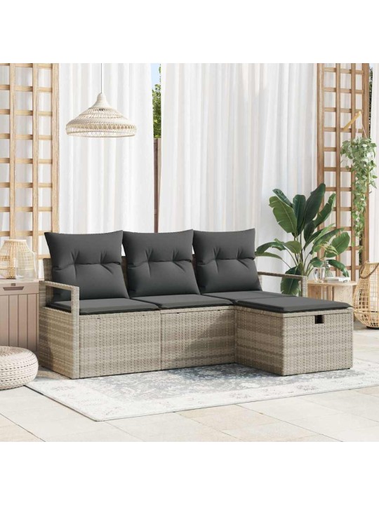 Dārza dīvānu komplekts 4 pcs gaiši pelēka 175 x 117 x 85 cm