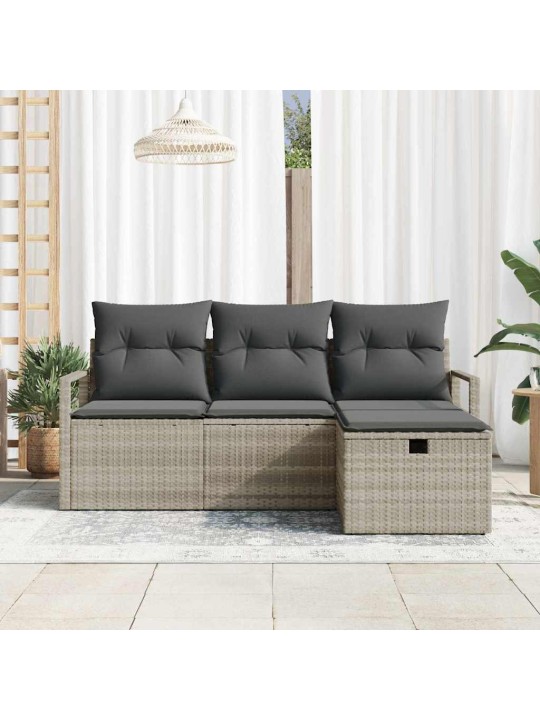 Dārza dīvānu komplekts 4 pcs gaiši pelēka 175 x 117 x 85 cm