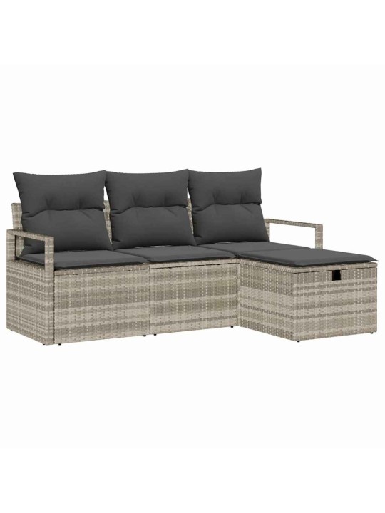 Dārza dīvānu komplekts 4 pcs gaiši pelēka 175 x 117 x 85 cm