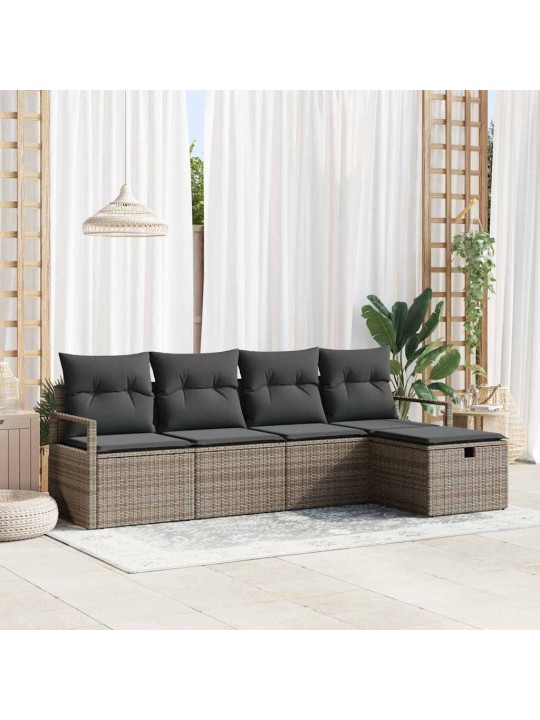 Dārza dīvānu komplekts 5 pcs pelēka 230 x 117 x 85 cm