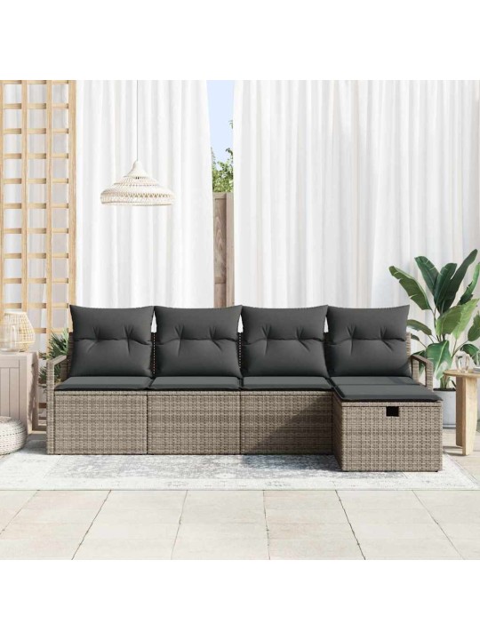Dārza dīvānu komplekts 5 pcs pelēka 230 x 117 x 85 cm