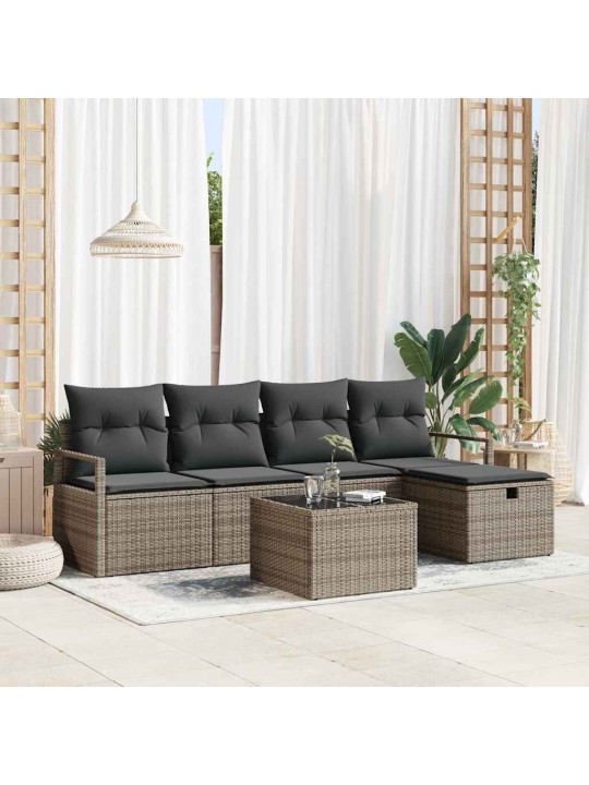 Dārza dīvānu komplekts 6 pcs pelēka 230 x 117 x 85 cm
