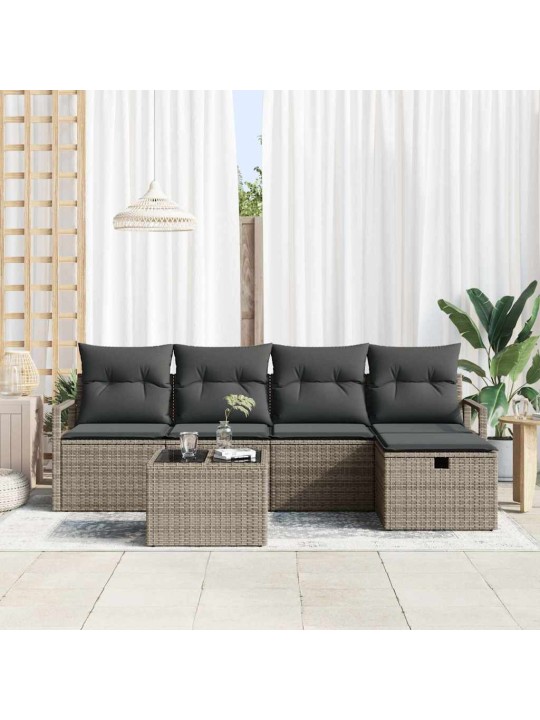 Dārza dīvānu komplekts 6 pcs pelēka 230 x 117 x 85 cm