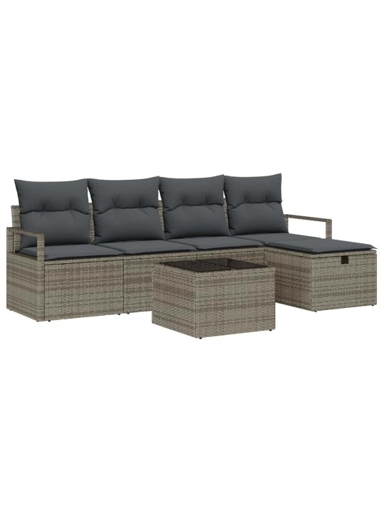 Dārza dīvānu komplekts 6 pcs pelēka 230 x 117 x 85 cm