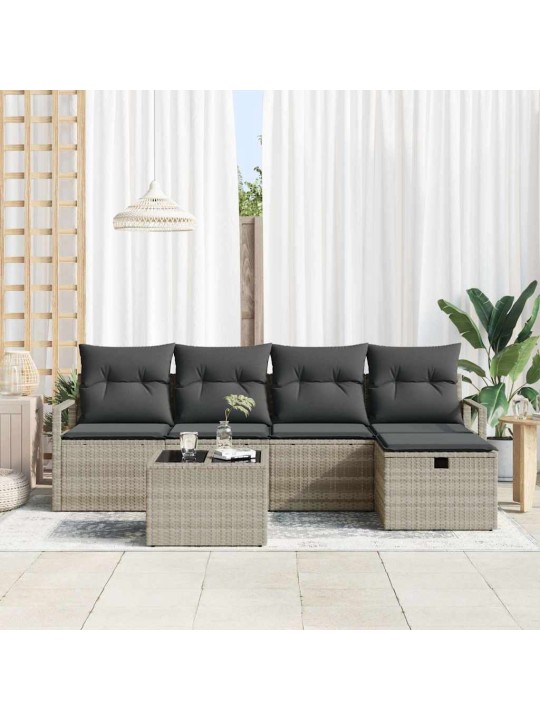 Dārza dīvānu komplekts 6 pcs gaiši pelēka 230 x 117 x 85 cm