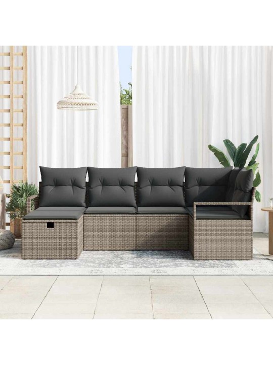 Dārza dīvānu komplekts 6 pcs pelēka 232 x 122 x 85 cm