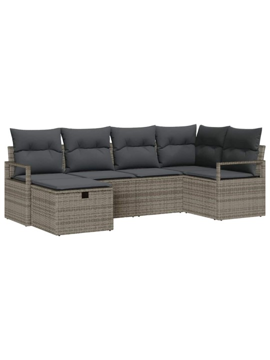 Dārza dīvānu komplekts 6 pcs pelēka 232 x 122 x 85 cm