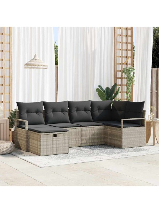 Dārza dīvānu komplekts 6 pcs gaiši pelēka 232 x 122 x 85 cm