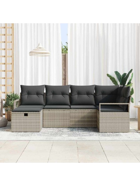 Dārza dīvānu komplekts 6 pcs gaiši pelēka 232 x 122 x 85 cm