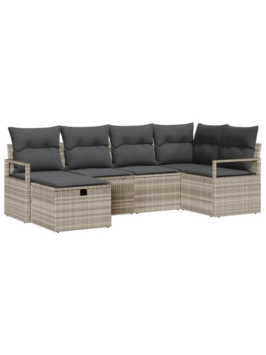 Dārza dīvānu komplekts 6 pcs gaiši pelēka 232 x 122 x 85 cm