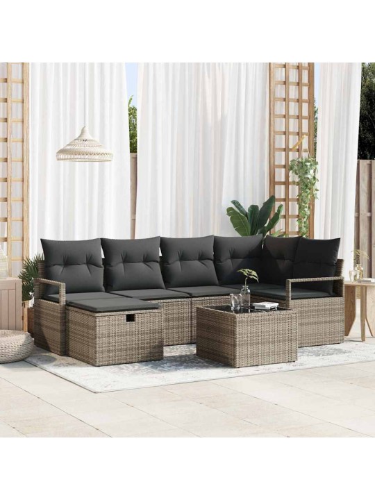 Dārza dīvānu komplekts 7 pcs pelēka 232 x 122 x 85 cm