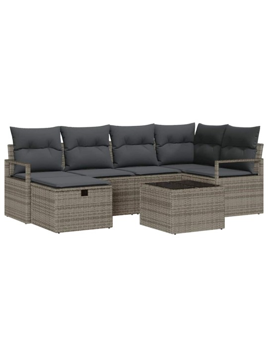 Dārza dīvānu komplekts 7 pcs pelēka 232 x 122 x 85 cm