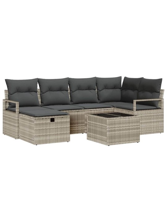 Dārza dīvānu komplekts 7 pcs gaiši pelēka 232 x 122 x 85 cm