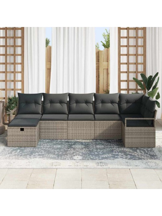 Dārza dīvānu komplekts 7 pcs pelēka 287 x 122 x 85 cm