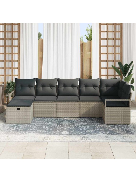 Dārza dīvānu komplekts 7 pcs gaiši pelēka 287 x 122 x 85 cm