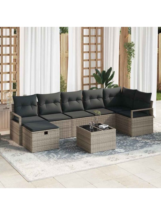 Dārza dīvānu komplekts 8 pcs pelēka 287 x 122 x 85 cm
