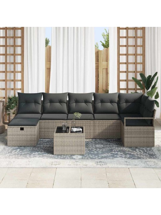 Dārza dīvānu komplekts 8 pcs pelēka 287 x 122 x 85 cm
