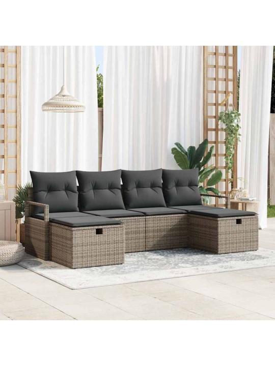 Dārza dīvānu komplekts 6 pcs pelēka 230 x 117 x 85 cm