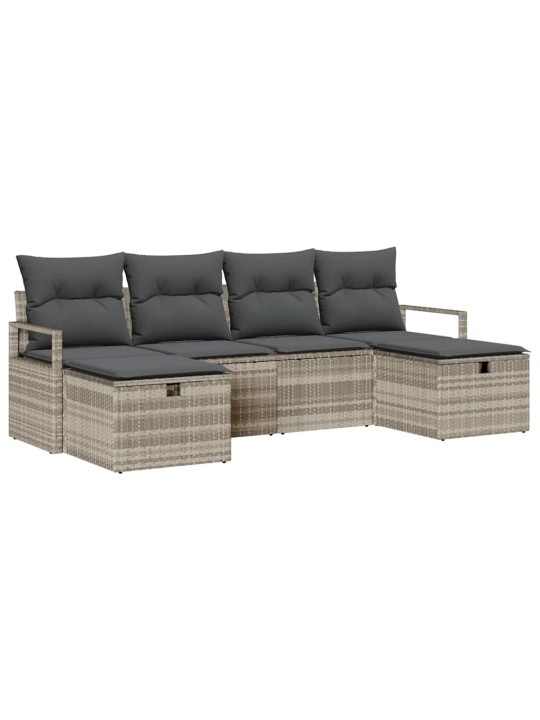 Dārza dīvānu komplekts 6 pcs gaiši pelēka 230 x 117 x 85 cm