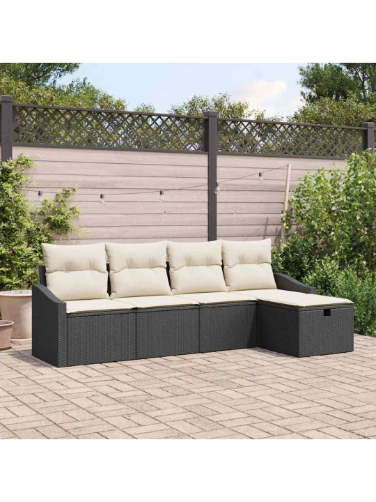 Dārza dīvānu komplekts 5 pcs melna 233 x 117 x 85 cm
