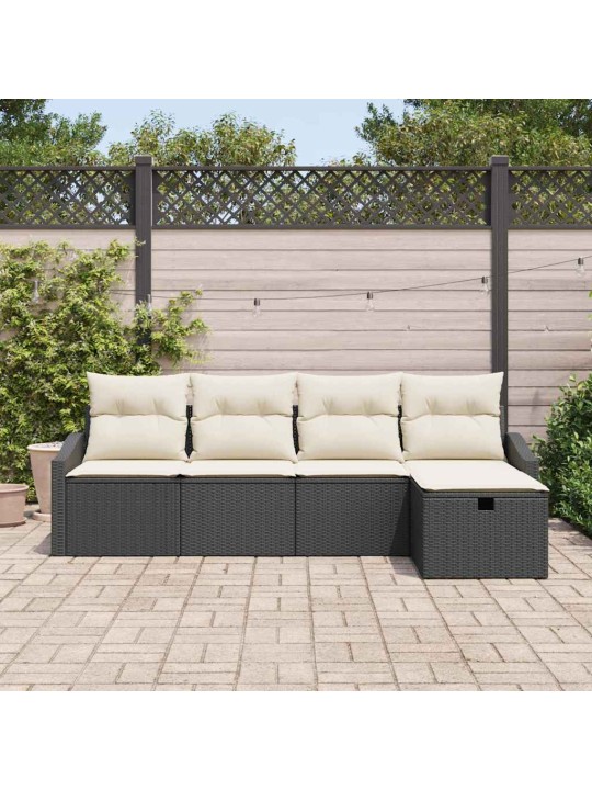 Dārza dīvānu komplekts 5 pcs melna 233 x 117 x 85 cm