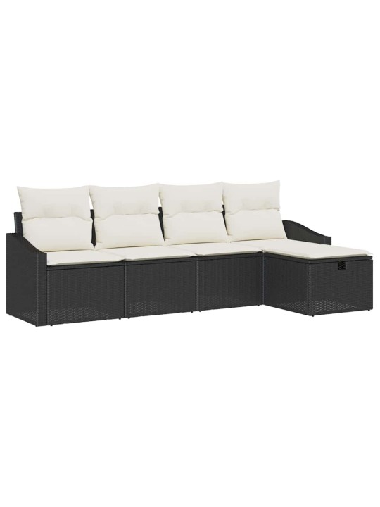 Dārza dīvānu komplekts 5 pcs melna 233 x 117 x 85 cm