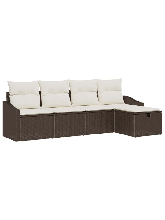 Dārza dīvānu komplekts 5 pcs brūna 233 x 117 x 85 cm