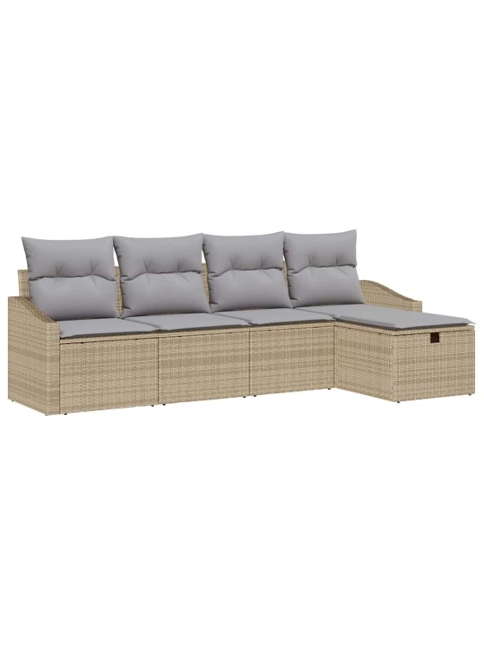 Dārza dīvānu komplekts ar spilvenu 5 pcs bēša 233 x 117 x 85 cm