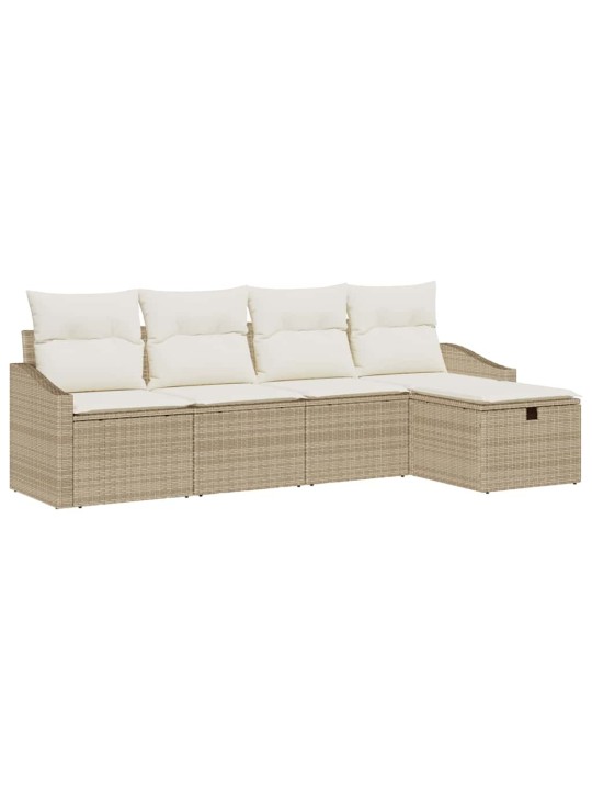 Dārza dīvānu komplekts ar spilvenu 5 pcs bēša 233 x 117 x 85 cm