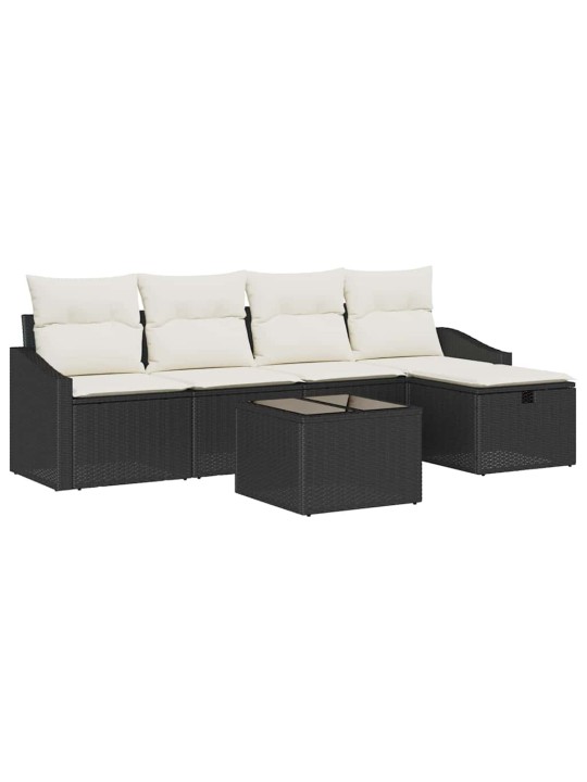 Dārza dīvānu komplekts ar spilvenu 6 pcs melna 55 x 55 x 37 cm