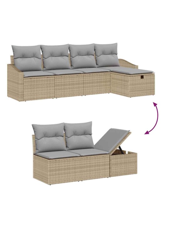 Dārza dīvānu komplekts ar spilvenu 6 pcs bēša 55 x 55 x 37 cm