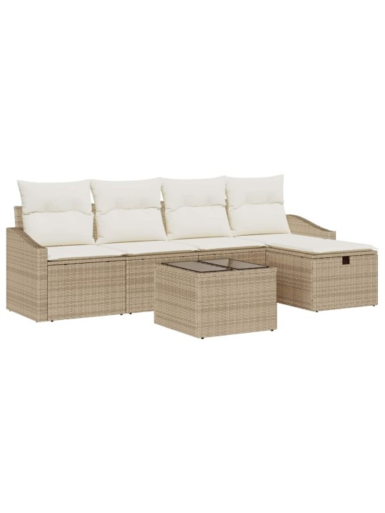 Dārza dīvānu komplekts ar spilvenu 6 pcs bēša 55 x 55 x 37 cm