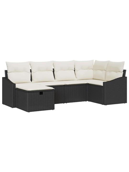 Dārza dīvānu komplekts ar spilvenu 6 pcs melna 55 x 62 x 69 cm