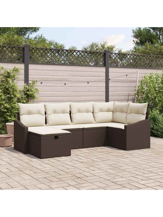 Dārza dīvānu komplekts ar spilvenu 6 pcs brūna 55 x 62 x 69 cm