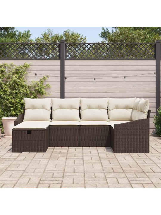 Dārza dīvānu komplekts ar spilvenu 6 pcs brūna 55 x 62 x 69 cm