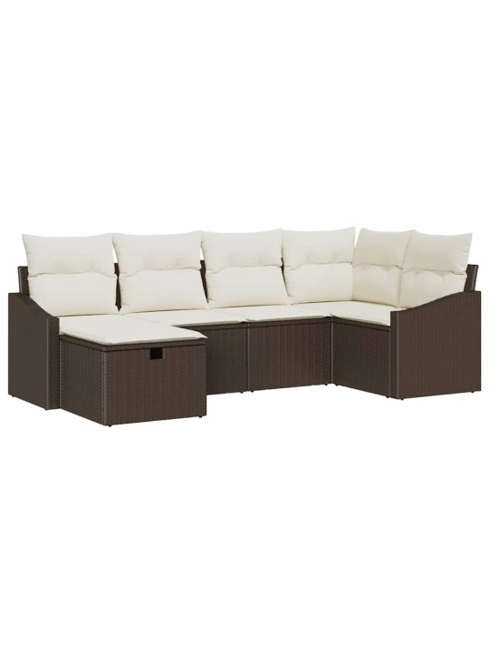Dārza dīvānu komplekts ar spilvenu 6 pcs brūna 55 x 62 x 69 cm